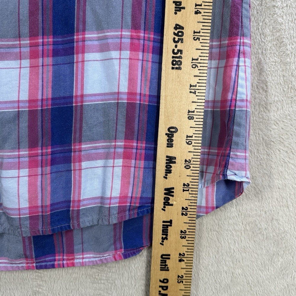 Tommy Bahama Button Front Plaid Shirt Women's M Pink Blue Tencel Casual - Picture 5 of 7